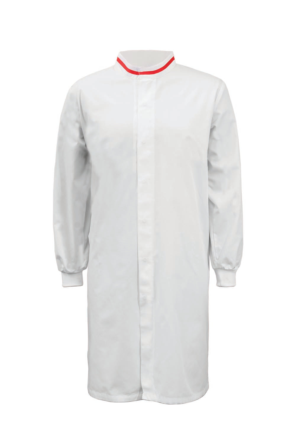 Long Sleeve Food Industry Long Length Dustcoat With Contrast Trims On Collar - view