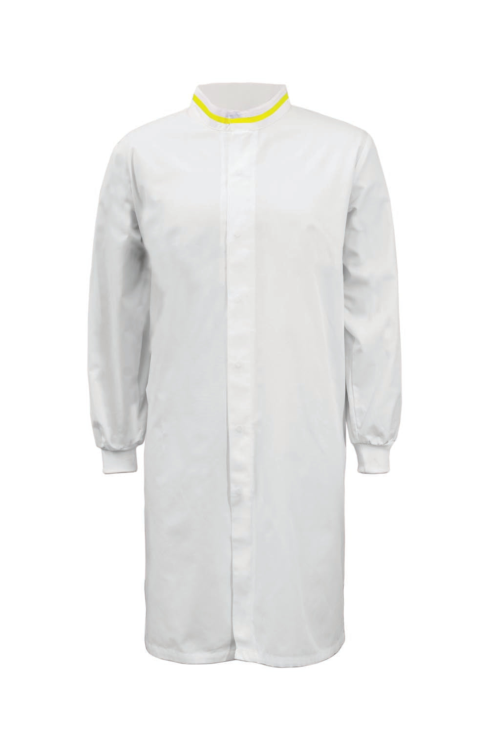 Long Sleeve Food Industry Long Length Dustcoat With Contrast Trims On Collar - view