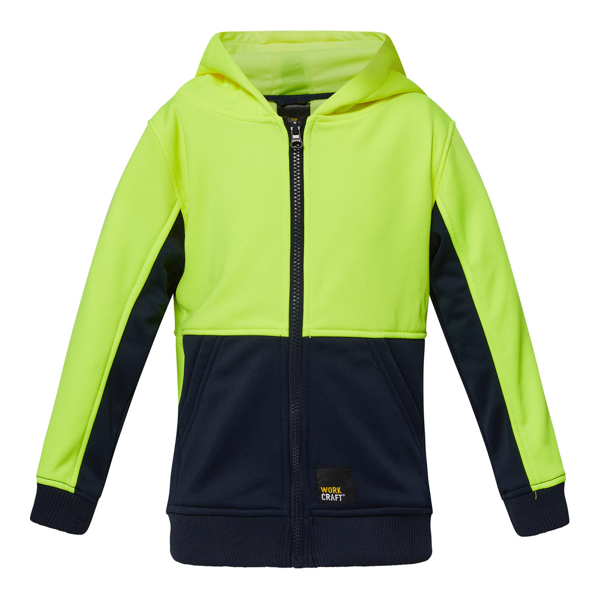 Hi Vis Kids Hoodie - Yellow/Navy - Front