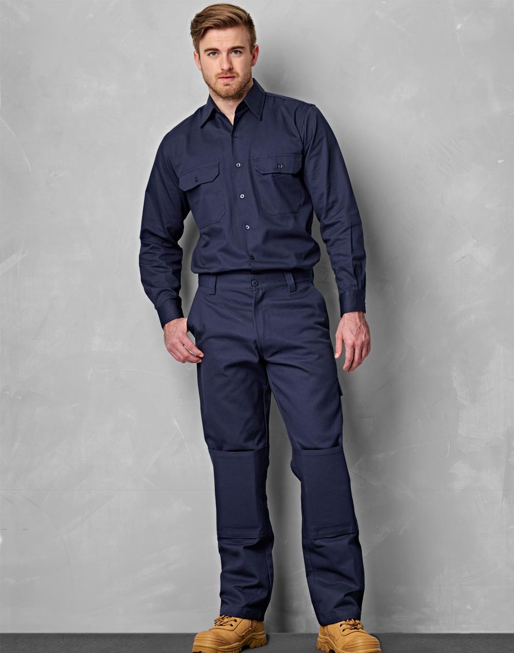 Aiw Men's Cotton Drill Pre-shrunk Cargo Pants With Knee Pads WP03