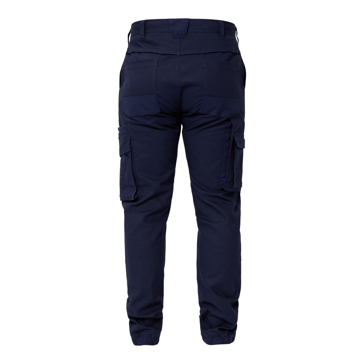 Stretch Cargo Pants With Elasticised Cuffed Hem - Navy - Front