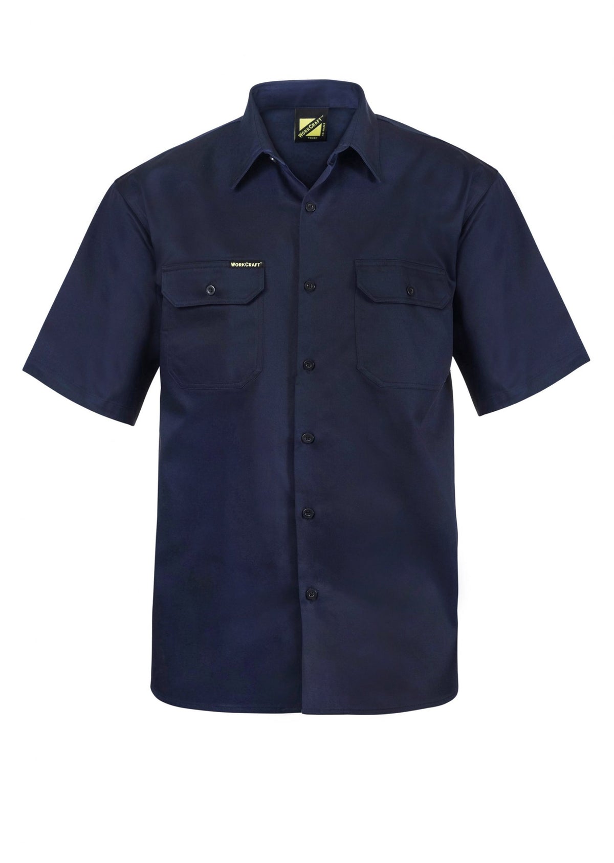 Short Sleeve Cotton Drill Shirt - Navy - Front