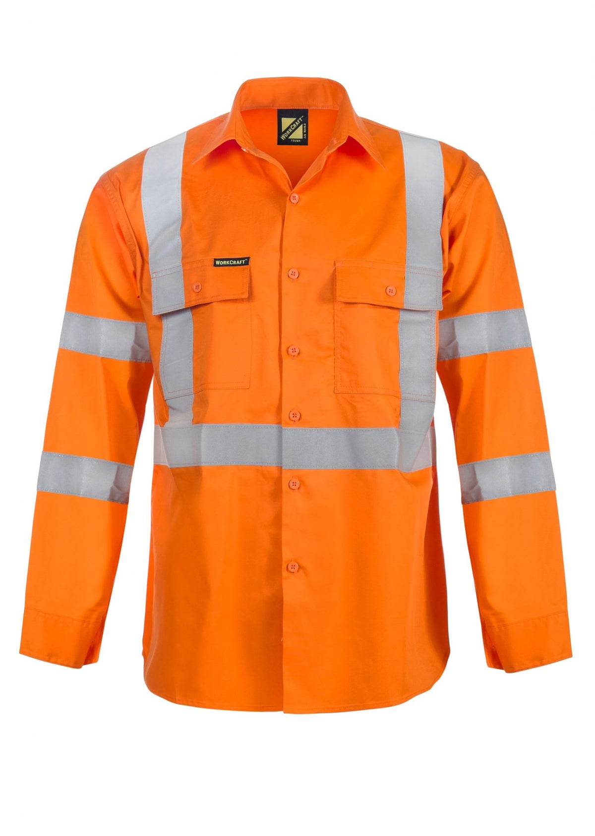 Hi Vis Long Sleeve Cotton Drill Reflective Shirt With X Pattern - view