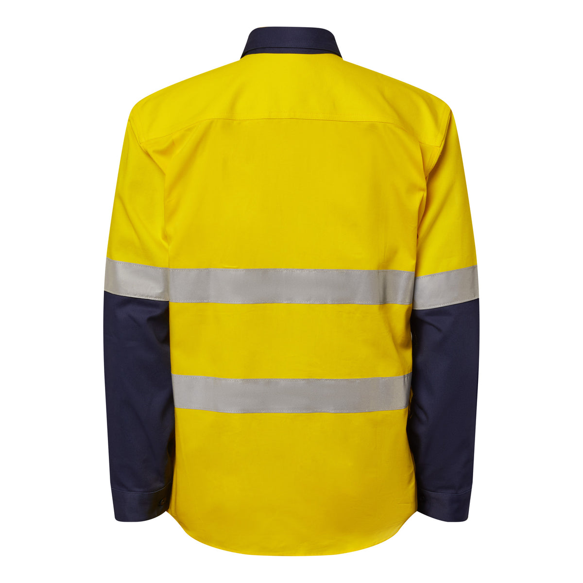 Heavy Duty Hybrid Hi Vis Closed Front Cotton Drill Reflective Shirt With Gusset Sleeves - view