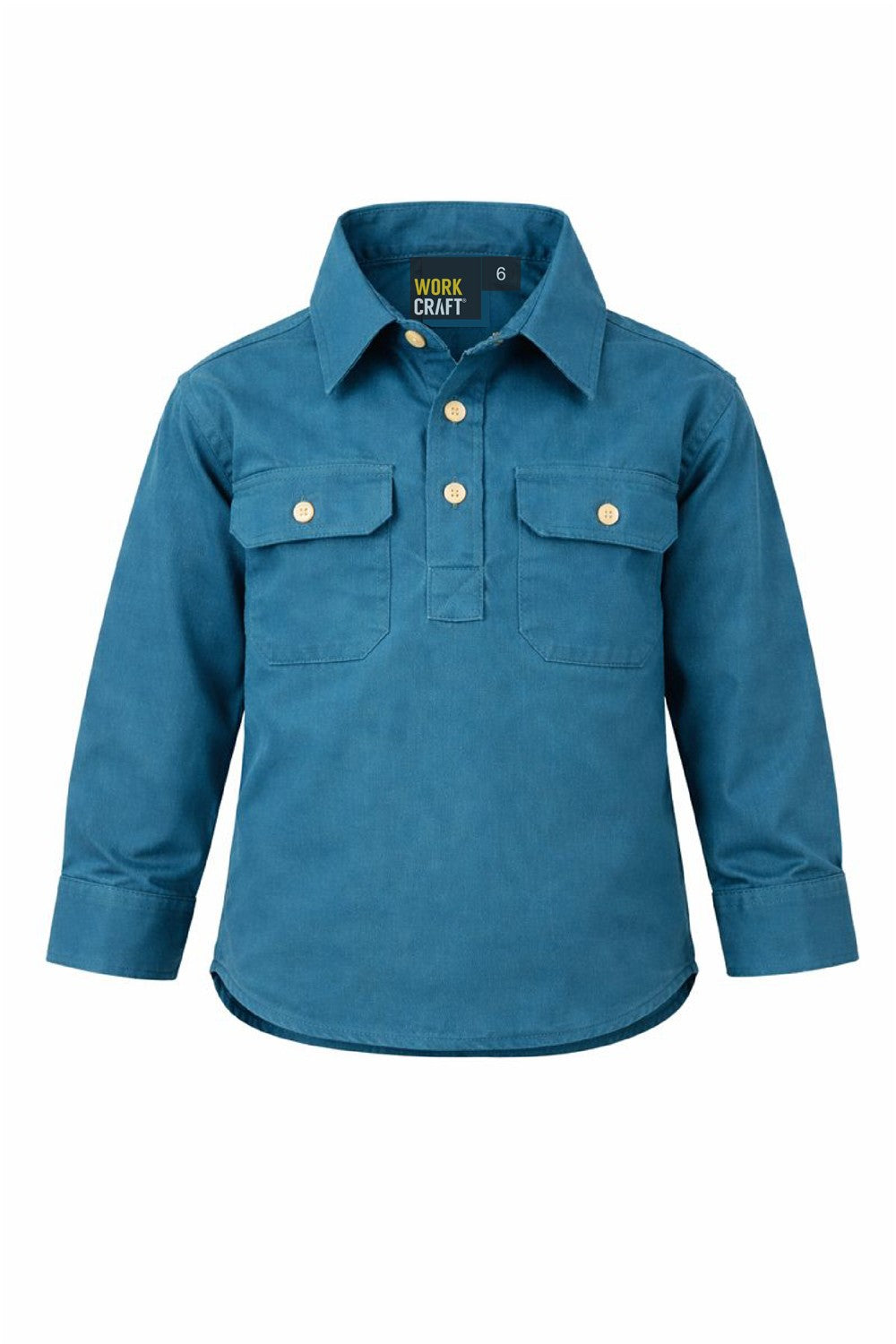 Kids Lightweight Long Sleeve Closed Front Cotton Drill Shirt - Diesel - Front