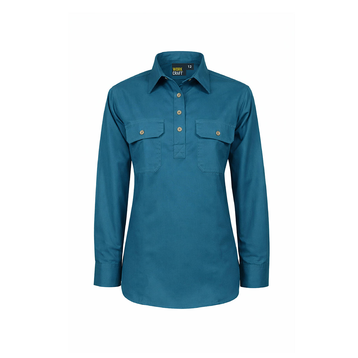 Ladies Lightweight Long Sleeve Closed Front Cotton Drill Shirt - Diesel - Front