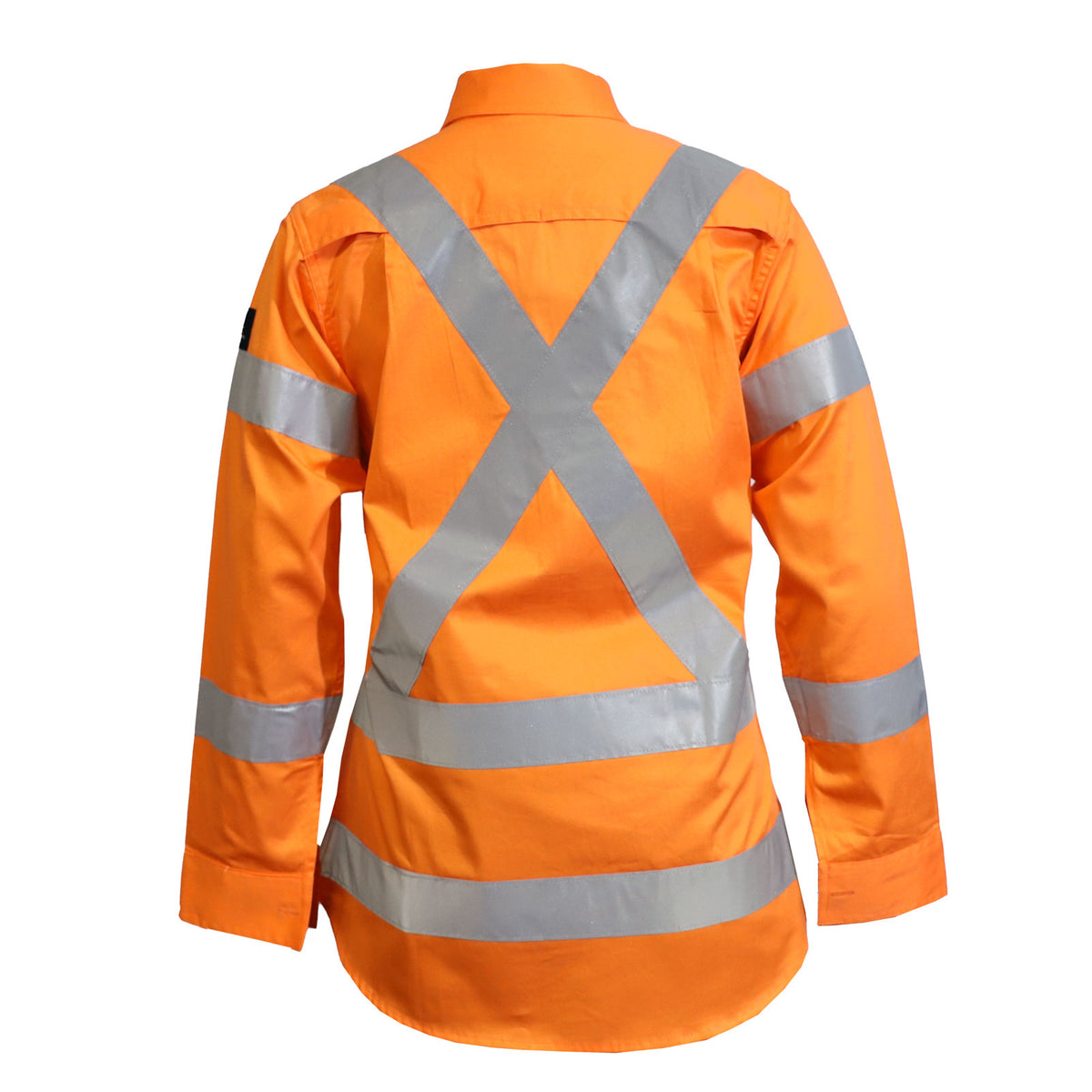 Ladies Lightweight Hi Vis Long Sleeve Vented Reflective Shirt With X Pattern-Nsw Rail Compliant - Back