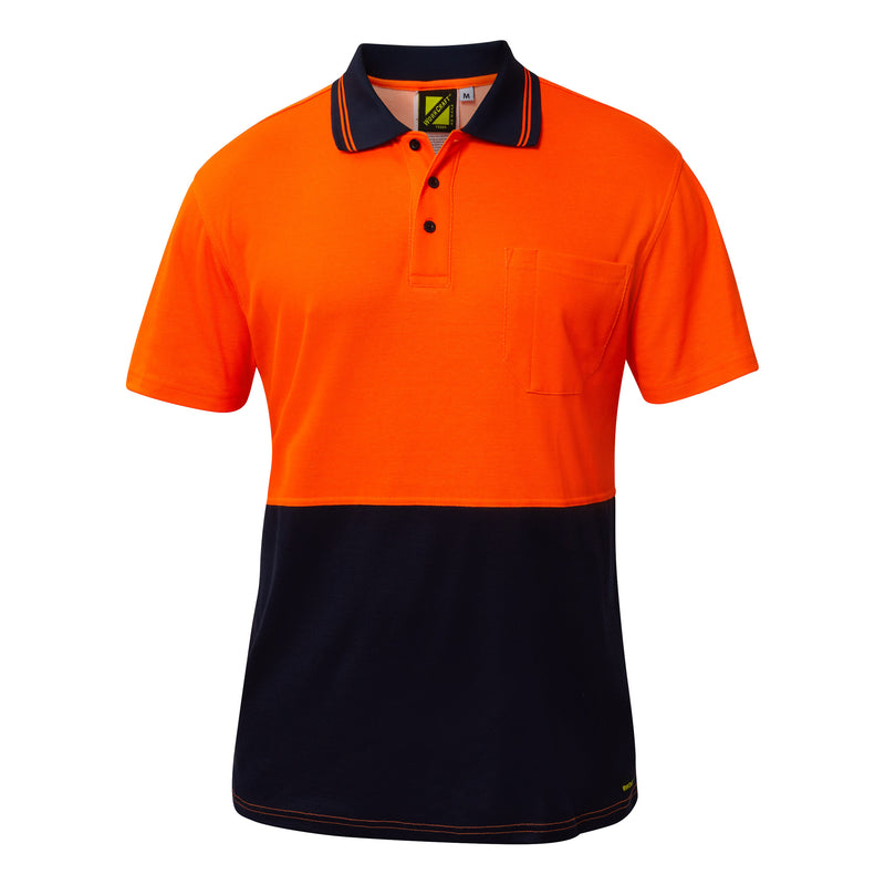 Hi Vis Short Sleeve Cotton Back Polo With Pocket