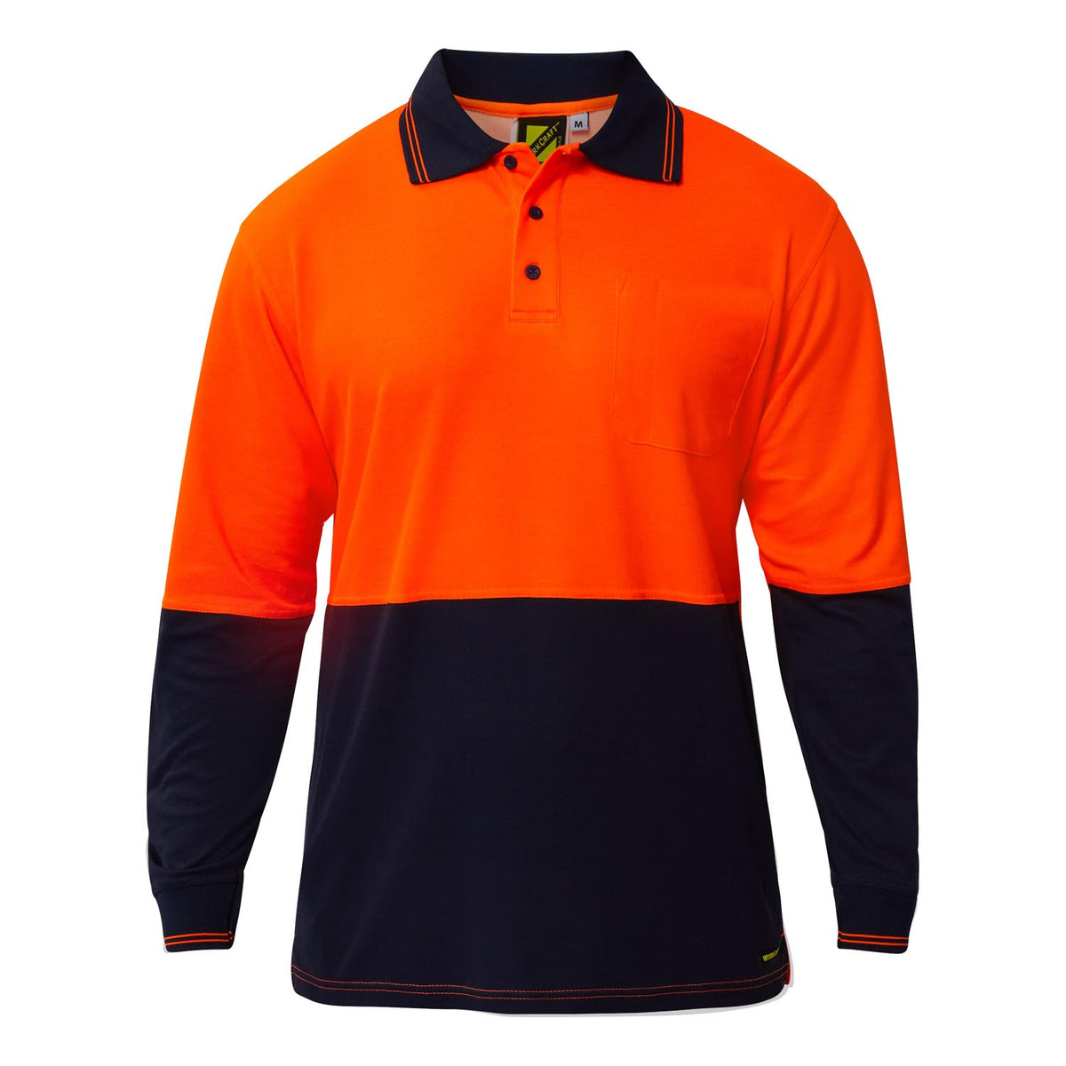 Hi Vis Long Sleeve Cotton Back Polo With Pocket - view