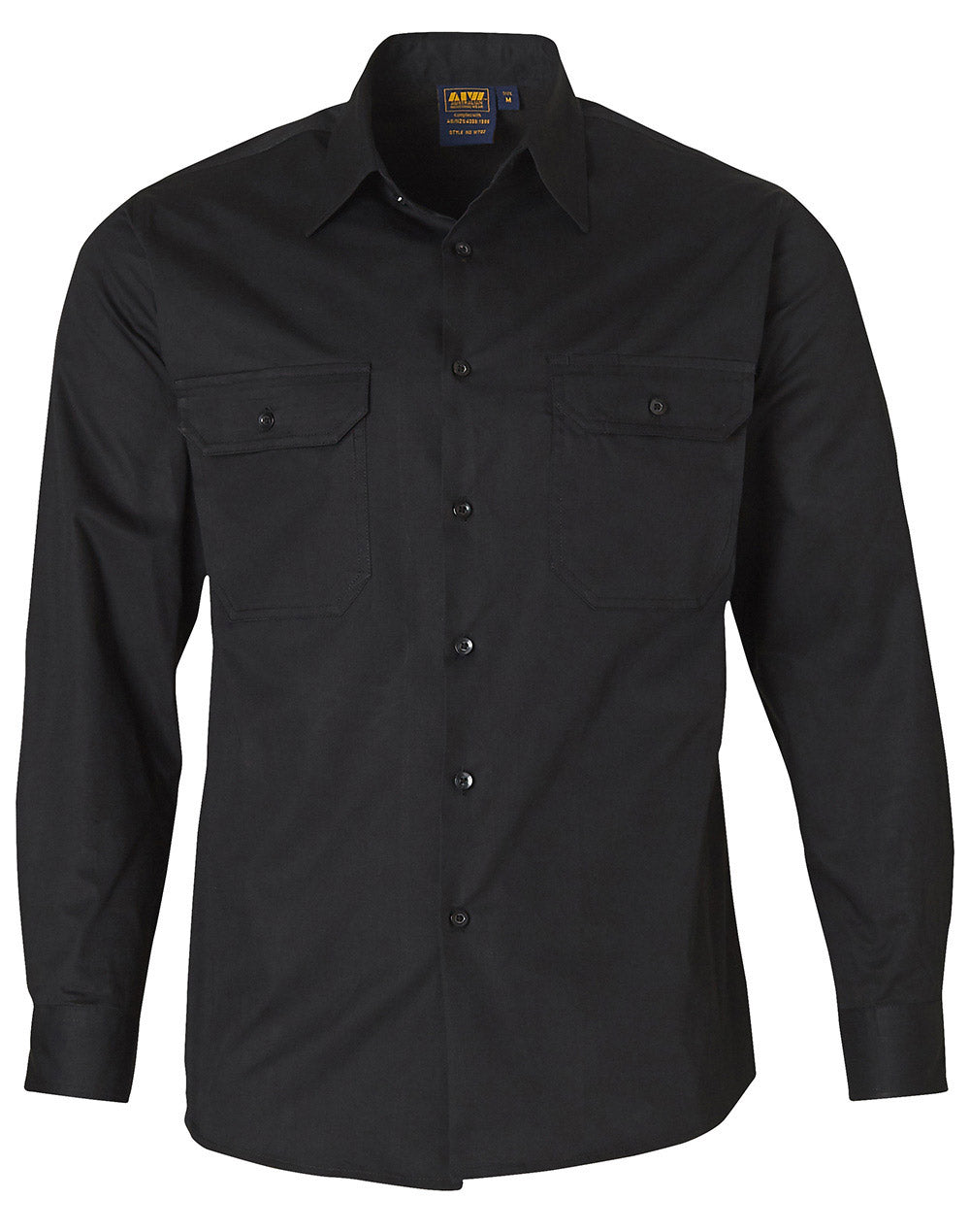 cool-breeze L/S cotton work shirt - WT02 - Black