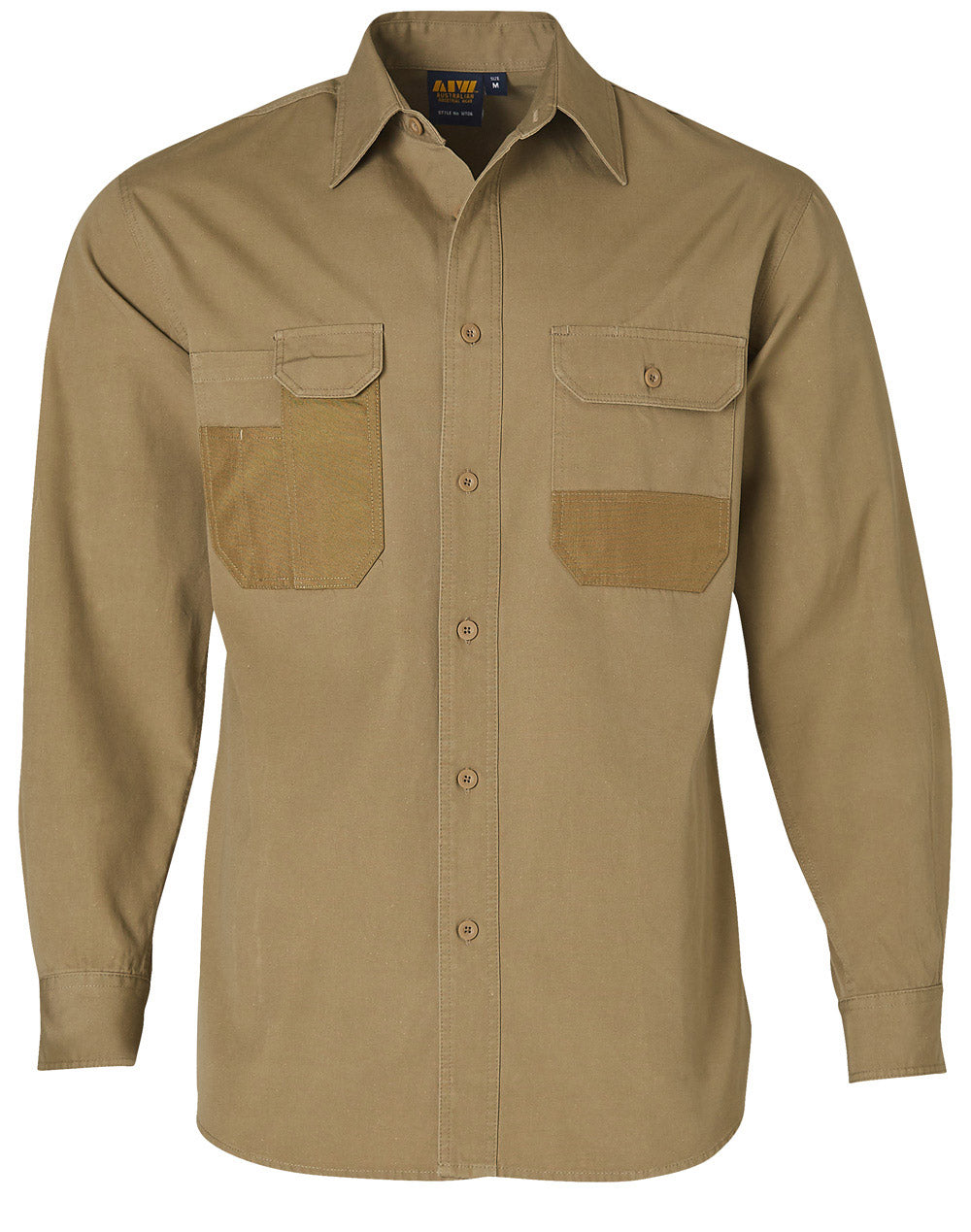 Fine Duck Weave Dura-Wear Long Sleeve Work Shirt - WT06 - Khaki