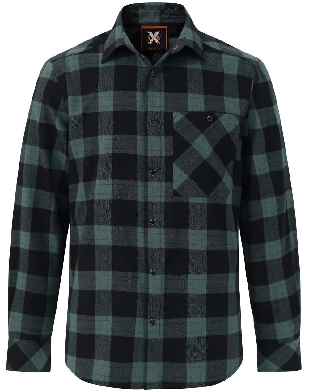 Unisex Flannel Plaid Shirt - WT11 - Black / Moss