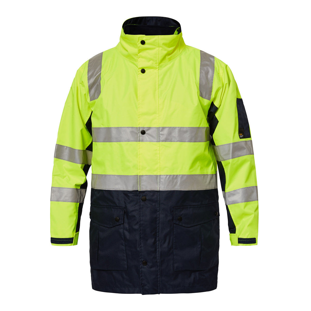 Hi Vis 4 In 1 Reflective Jacket - Yellow/Navy - Front
