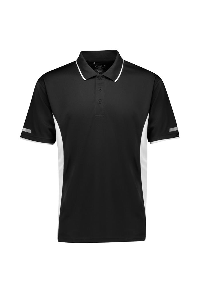 Mens Striker Short Sleeve Polo - Black/White - Front