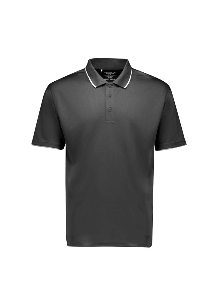 Mens Spark Short Sleeve Polo - Charcoal/White - Front