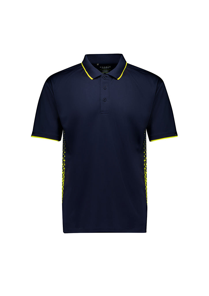 Mens Spark Short Sleeve Polo - Navy/Yellow - Front