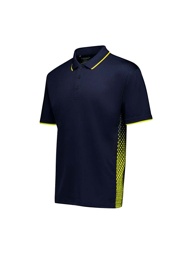 Mens Spark Short Sleeve Polo - Navy/Yellow - View