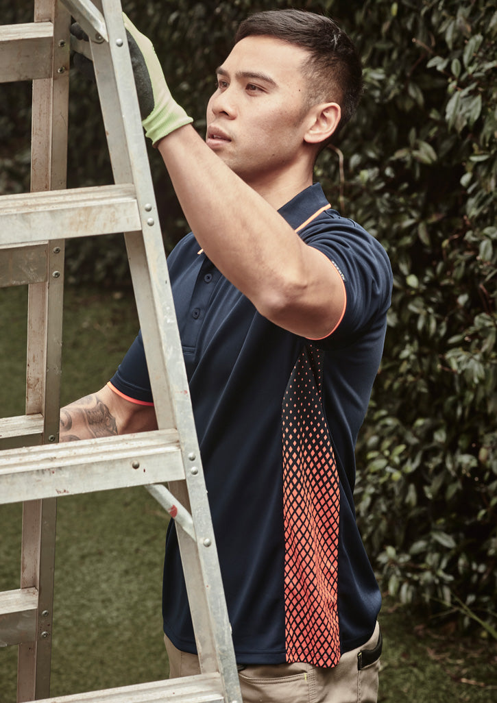 Mens Spark Short Sleeve Polo - Navy/Orange - Model