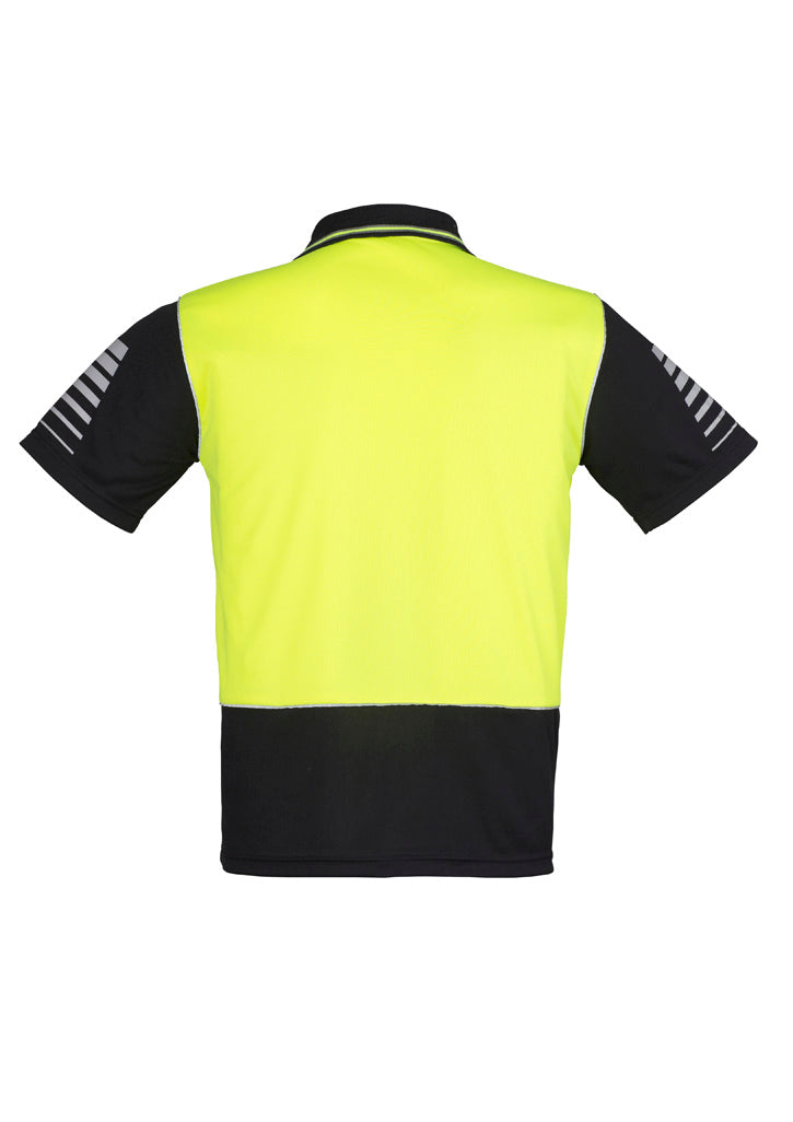 Mens Hi Vis Zone Short Sleeve Polo - Yellow/Black - Back