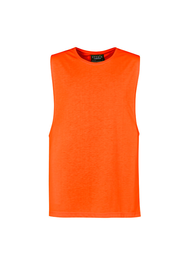 Mens Hi Vis Sleeveless Tee - Orange - Front