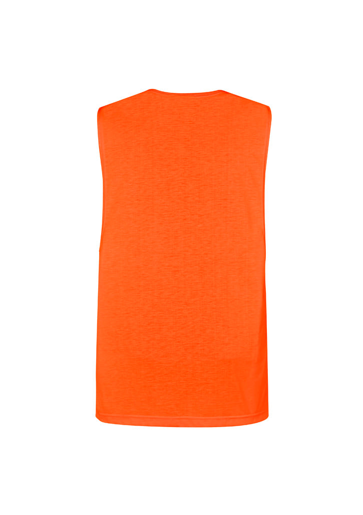 Mens Hi Vis Sleeveless Tee - Orange - Back
