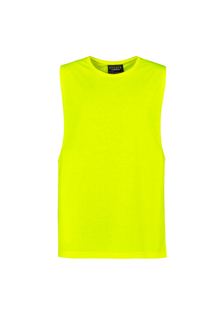 Mens Hi Vis Sleeveless Tee - Yellow - Front