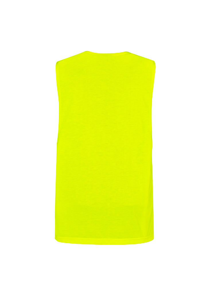 Mens Hi Vis Sleeveless Tee - Yellow - Back