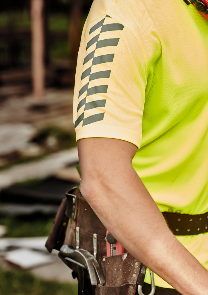 Mens Hi Vis Komodo Short Sleeve Polo - Yellow/Navy - Model