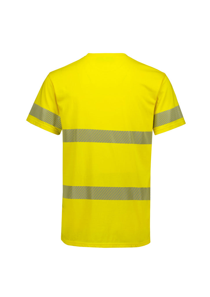 Mens Hi Vis Segmented Tape Cotton Tee - Yellow - Back