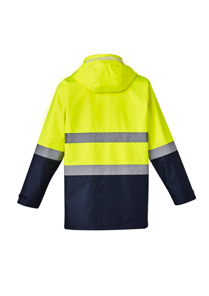 Mens Hi Vis Basic 4 In 1 Waterproof Jacket - Yellow/Navy - Back
