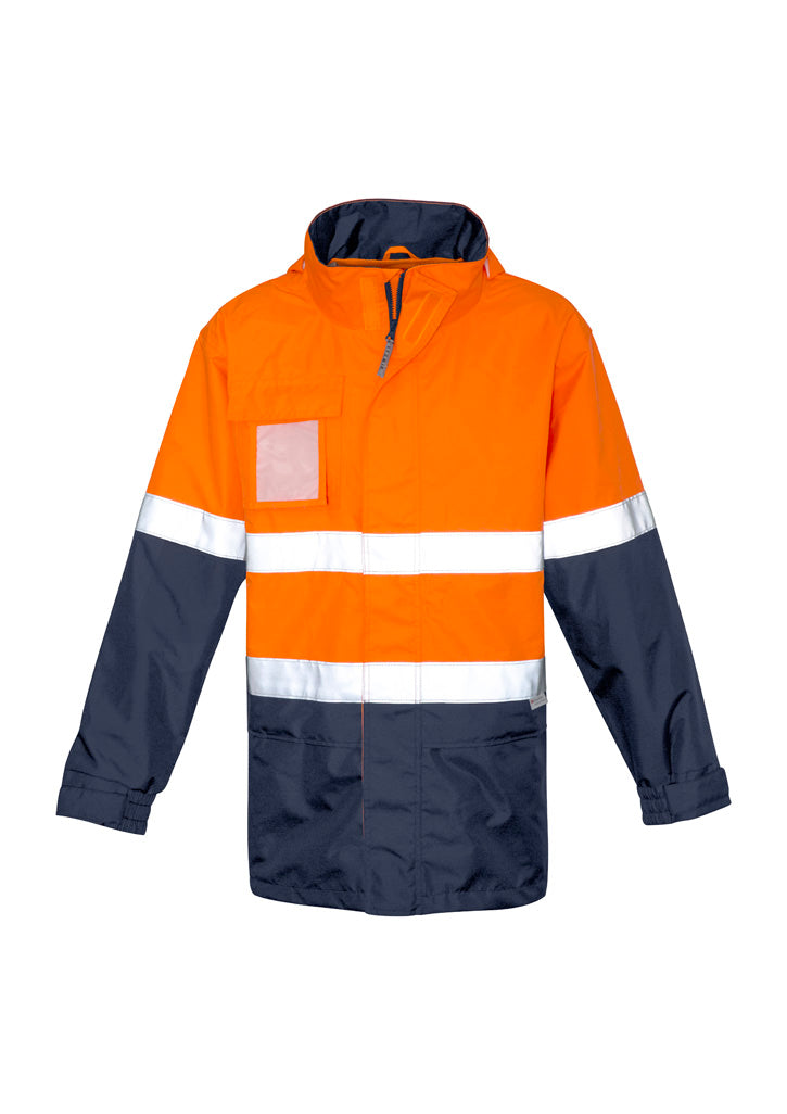 Mens Hi Vis Ultralite Waterproof Jacket - Orange/Navy - Front