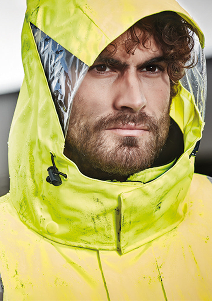 Mens Hi Vis 4 In 1 Waterproof Jacket - Yellow/Navy - Model