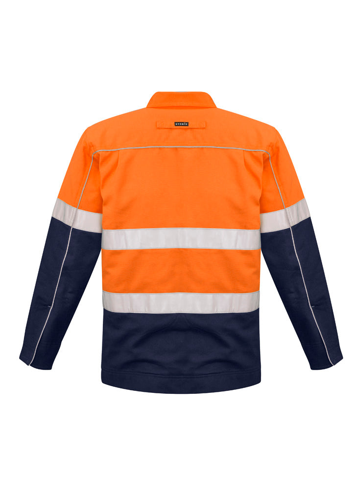 Mens Hi Vis Cotton Drill Jacket - Orange/Navy - Back
