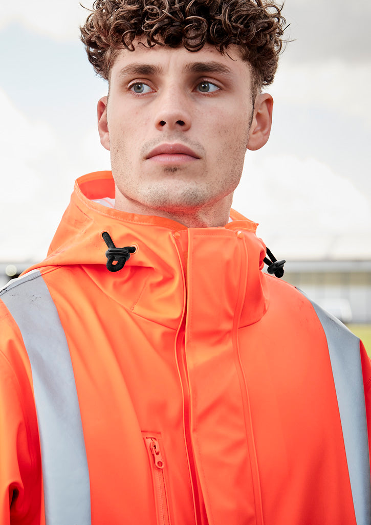 Mens Hi Vis X Back Heavy Duty Waterproof Jacket - Orange - Model