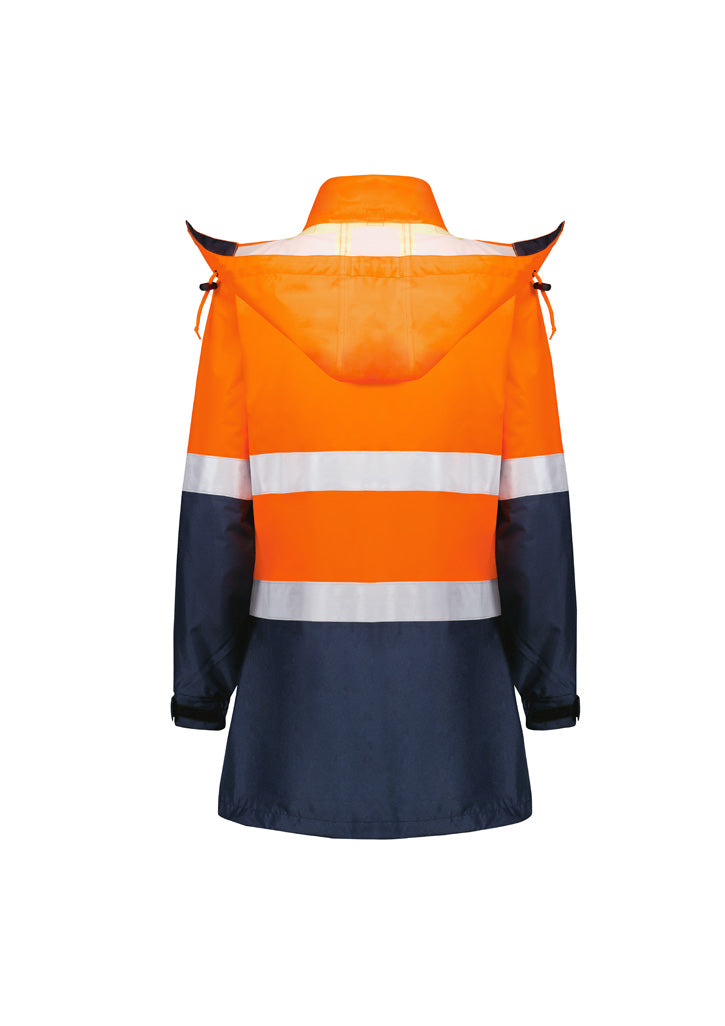 Womens Hi Vis Ultralite Waterproof Jacket - Orange/Navy - View