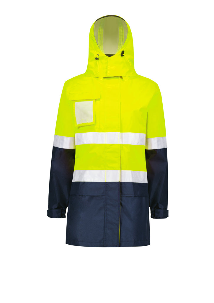 Womens Hi Vis Ultralite Waterproof Jacket - Yellow/Navy - Back