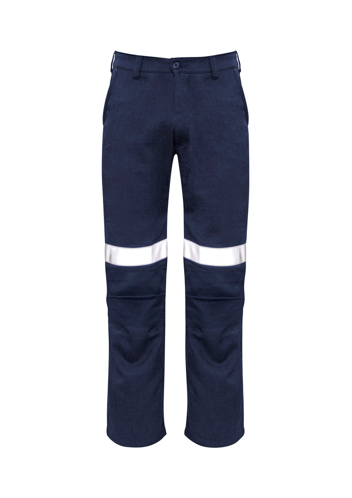Mens Orange Flame Traditional Style Taped Work Pant - Navy - Front