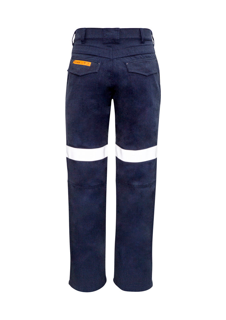 Mens Orange Flame Traditional Style Taped Work Pant - Navy - Back