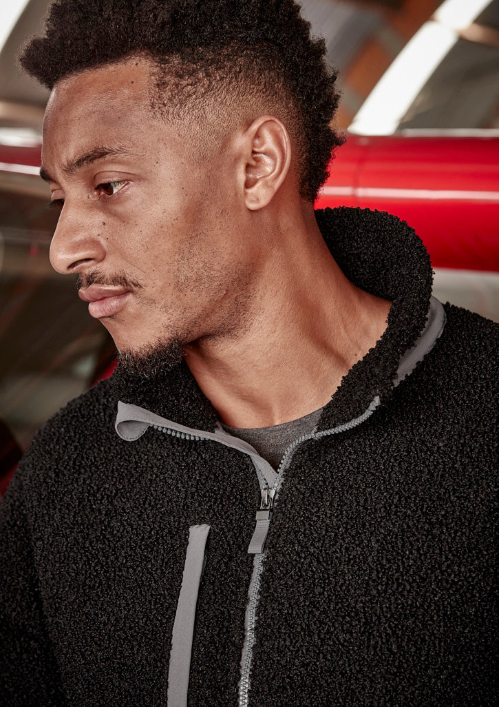 Unisex Streetworx Full Zip Sherpa Fleece - Black - Model