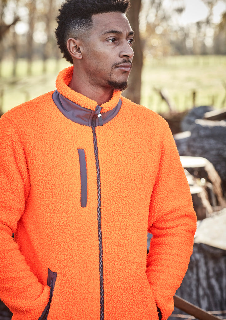 Unisex Streetworx Full Zip Sherpa Fleece - Orange - Model