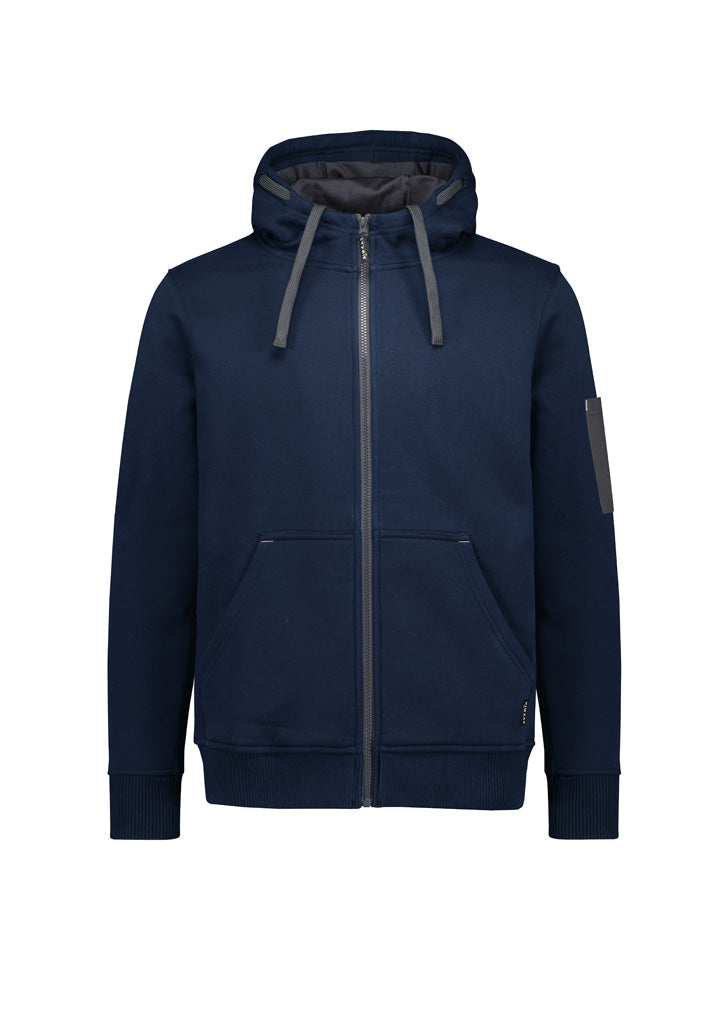 Unisex Zip Front Multi-Pocket Hoodie - Navy/Charcoal - Front