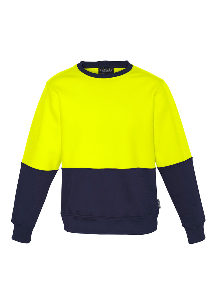 Unisex Hi Vis Crew Sweatshirt - Yellow - Front