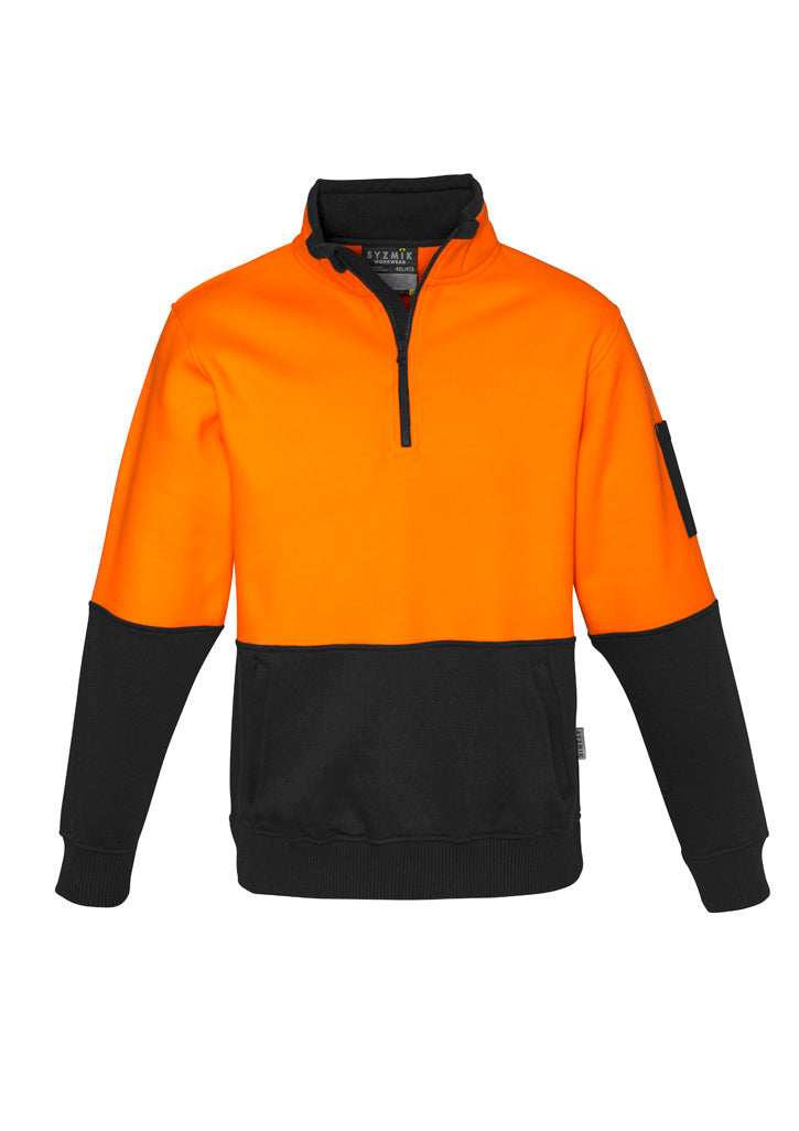 Unisex Hi Vis 1/2 Zip Pullover - Orange/Black - Front