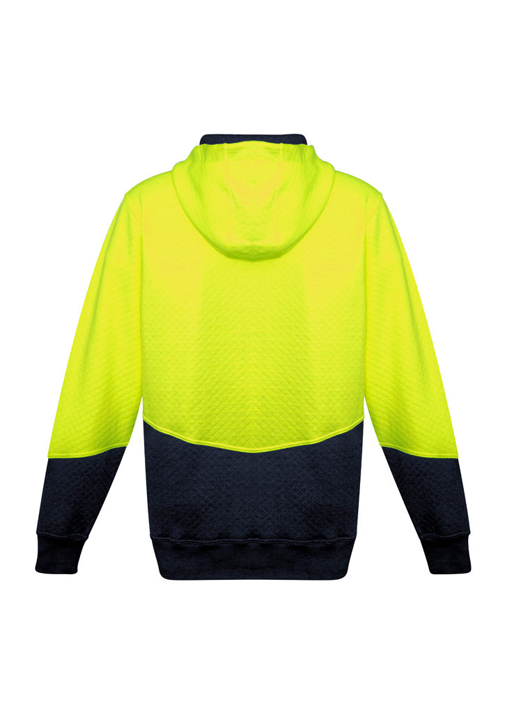 Unisex Hi Vis Textured Jacquard Hoodie - Yellow/Navy - Back