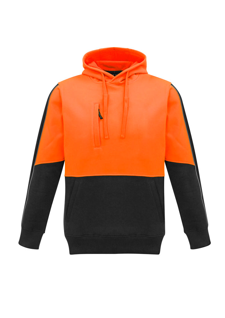 Unisex Hi Vis Pullover Hoodie - Orange/Black - Front