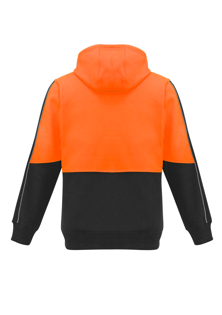 Unisex Hi Vis Pullover Hoodie - Orange/Black - Back