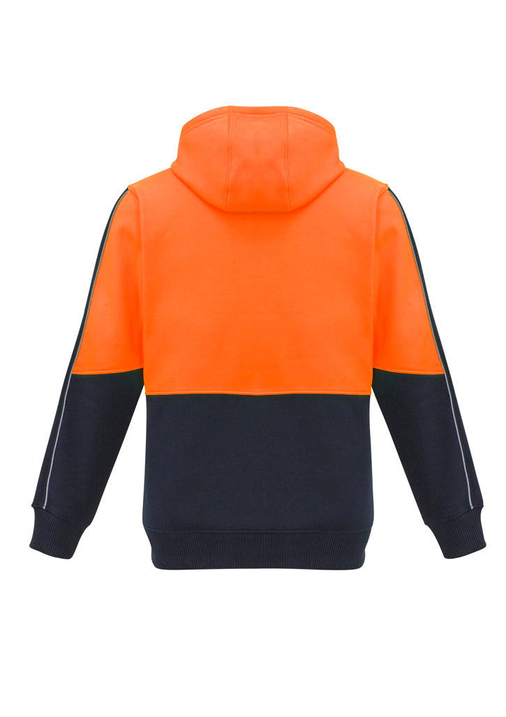 Unisex Hi Vis Full Zip Hoodie - Orange/Navy - Back