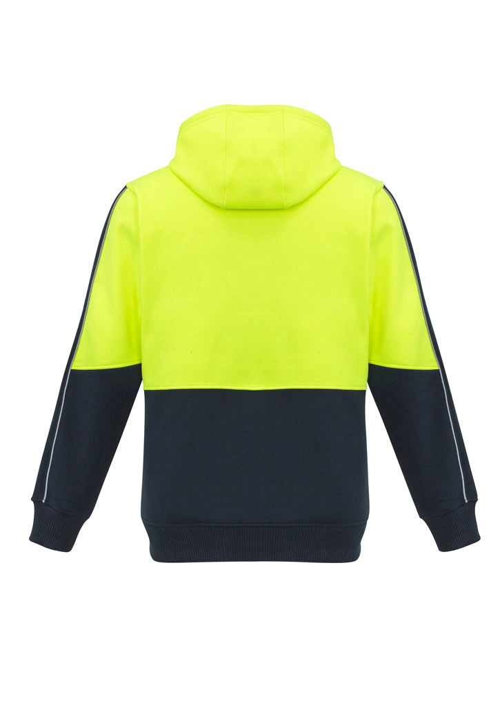 Unisex Hi Vis Full Zip Hoodie - Yellow/Navy - Back