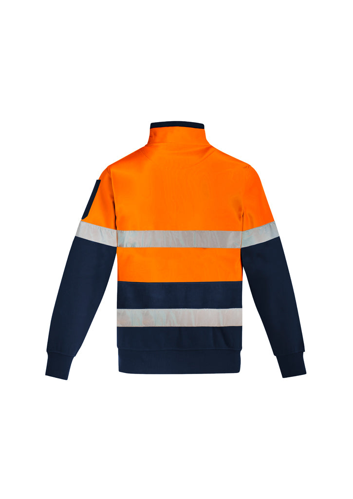 Mens Hi Vis 1/4 Zip Pullover - Hoop Taped - Orange/Navy - View