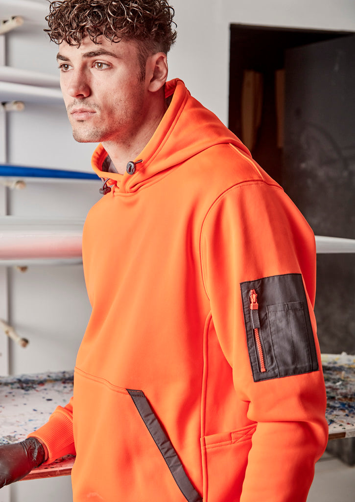 Unisex Water Resistant Hoodie - Orange - Model